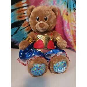 Build A Bear BAB Brown Plush Teddy Bear Wonder Woman Costume Outfit Stuffed